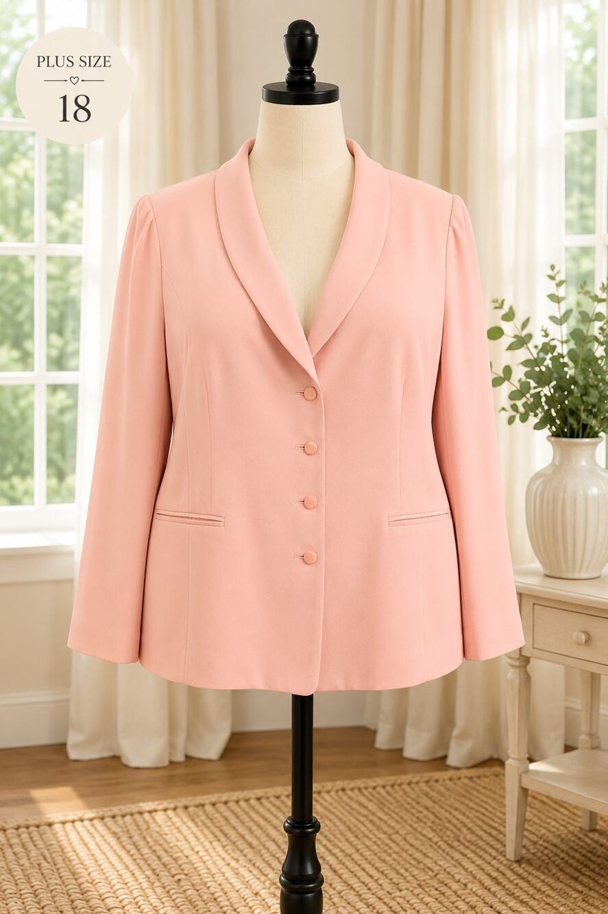 Preston & York Pink Blazer Size 18 Solid Long Sleeve Lined Pockets